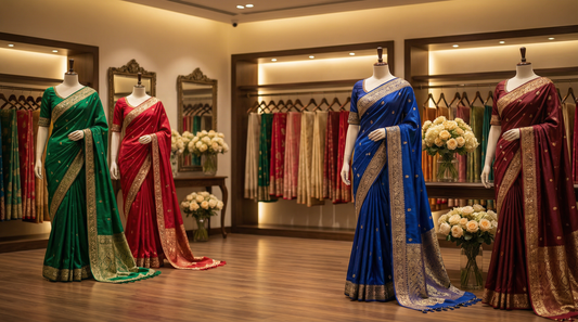 Elegant Silk Banarasi Saree - Traditional Red & Gold